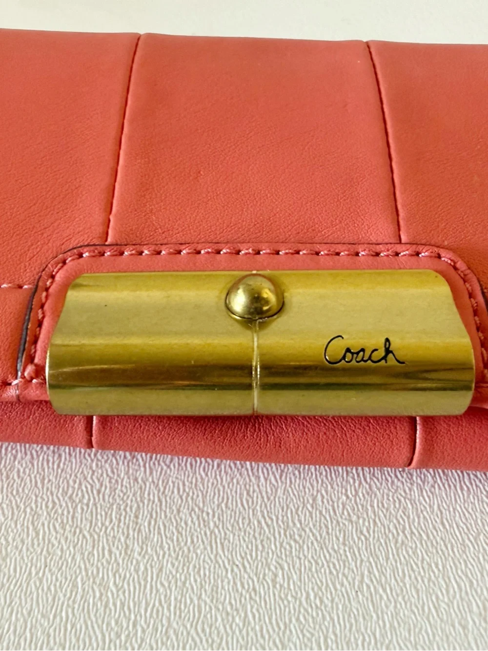 Coach Wallet Kristen Slim Envelope Leather Clutch Organizer Chic Classic Coral